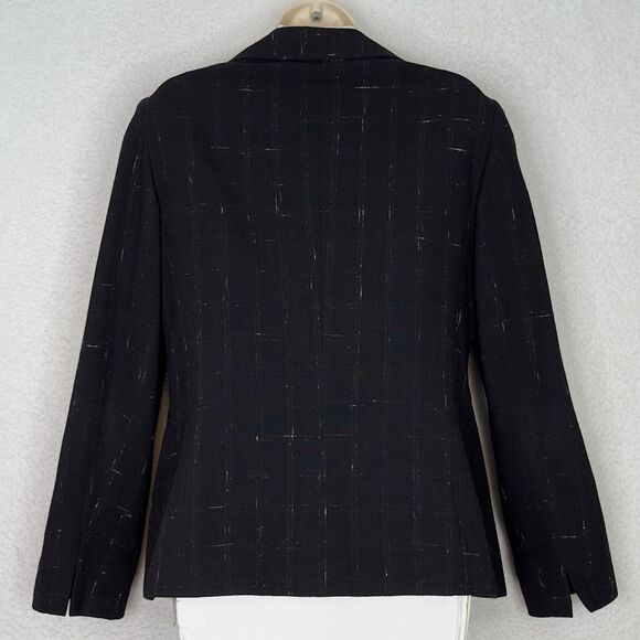Lafayette 148 New York Wool Silk Blazer Jacket Black Size 8 Career Classic - Picture 6 of 14